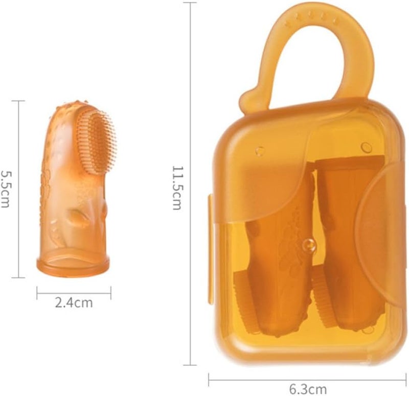 Soft Silicone Finger Toothbrush with Storage Box Cartoon Design for Kids Oral Care Travel Friendly - Image 2